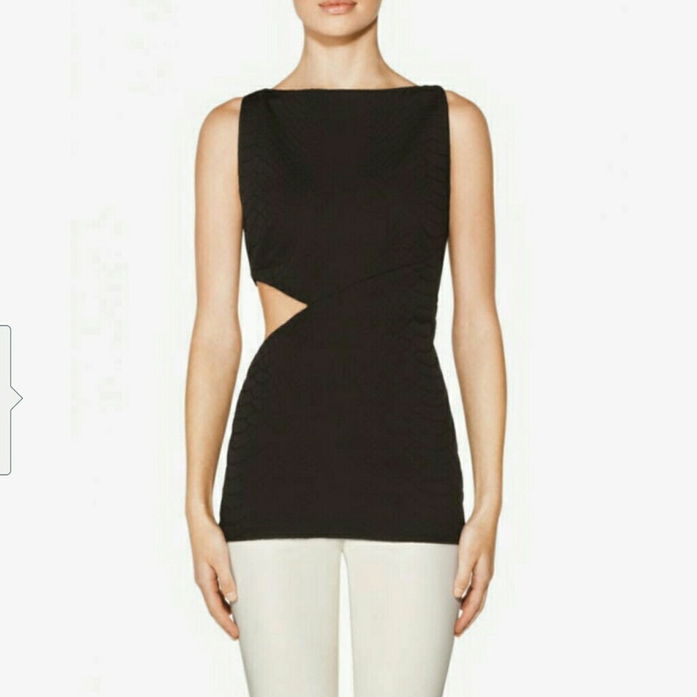 NEW TAMARA MELLON EMBOSSED PRINT CUTOUT TOP SZ S